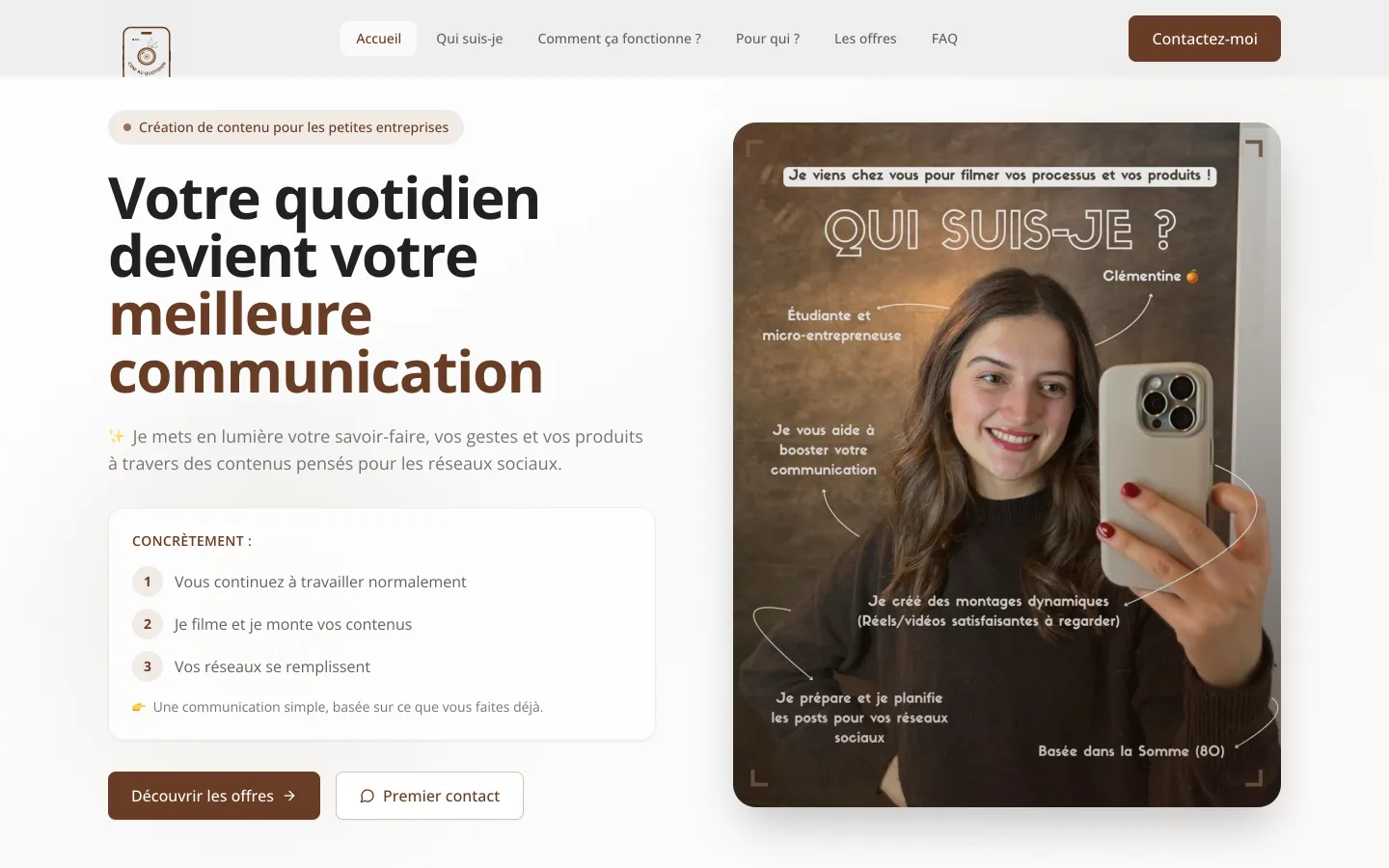 Site de Com au Quotidien, vidéaste pour artisans