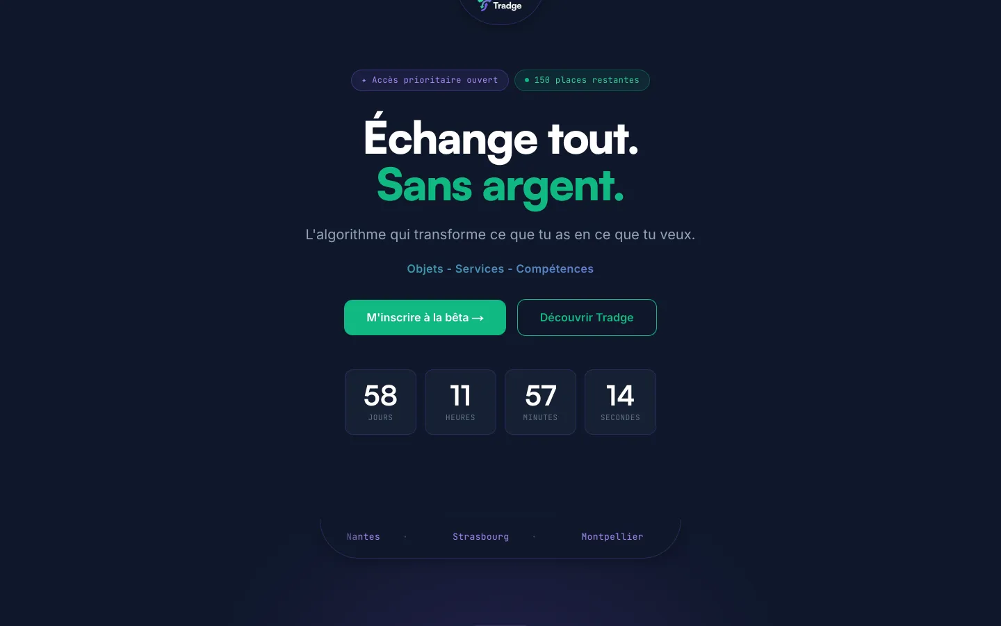 Aperçu de l'application Tradge